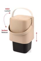 Carat Home Click Kapaklı Tutma Saplı Iç Kovalı Tezgah Üst Mutfak Çöp Kovası 4 Lt - Latte - 4