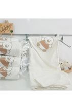 bebegen Erkek Bebek Beyaz Ördek Baskılı Havlu Ve Lif Seti - 1