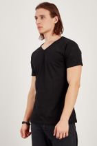 MNC Erkek Siyah V Yaka Basic T-Shirt - 2