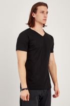 MNC Erkek Siyah V Yaka Basic T-Shirt - 3
