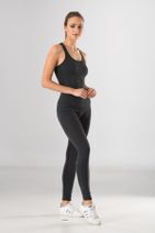 Miss Fit Kadın Takım Antrasit Dikişsiz Desenli Sporcu Atlet Ve Tayt Takım Yoga & Fitnes & Plates - 4