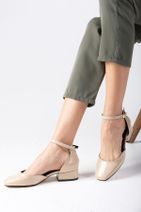 Mio Gusto Taylor Ten Rengi Rugan Küt Burunlu Kısa Topuklu Kadın Ayakkabı - 3