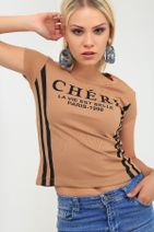 EMJEY Kadın Taba Cheri Baskılı Yanı Şerit Detaylı Bluz She0220190106 - 1