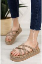 Moda Değirmeni Kadın Vizon Parmak Arası Sandalet Md1073-123-0001 - 1