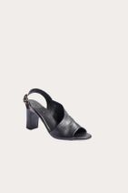 BUENO Shoes Siyah Deri Kadın Topuklu Sandalet - 2