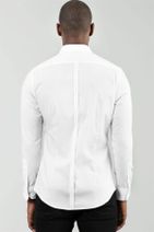 Tudors Süper Slim Fit Pamuklu Likralı Erkek Beyaz Gömlek - 4