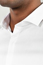 Tudors Süper Slim Fit Pamuklu Likralı Erkek Beyaz Gömlek - 3