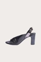 BUENO Shoes Siyah Deri Kadın Topuklu Sandalet - 3