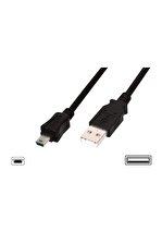 Assmann USB 2.0 Bağlantı Kablosu, USB A Erkek - USB mini B (5 pin) Erkek, 3 metre, AWG 28, USB 2.0 uyumlu, U - 1