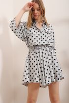 Trend Alaçatı Stili Kadın Gri-Desenli Safari Dokuma Gömlek Elbise ALC-X6196 - 7