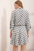 Trend Alaçatı Stili Kadın Gri-Desenli Safari Dokuma Gömlek Elbise ALC-X6196 - 8