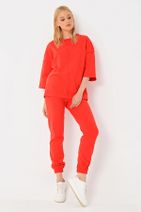 Trend Alaçatı Stili Kadın Kırmızı Önü Dikişli Eşofman Takımı ALC-X4929 - 3