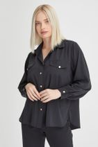 Gusto Kadın Siyah Uzun Kollu Gömlek - 2