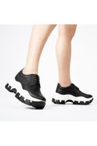 CZ London Kadın Siyah Hakiki Deri Sneaker Kalın Tabanlı Spor Ayakkabı - 7