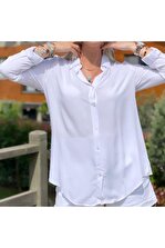 POLO BONETTA Kadın Basic Standart Kalıp Dokuma Viskoz Kumaş Gömlek Bluz - 6