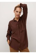 MANGO Woman Kadın Kahverengi Cepli Gömlek 77075912 - 1