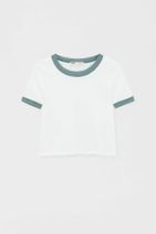 Pull & Bear Kontrast Fitilli Crop T-Shirt - 5