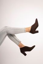 CZ London Hakiki Deri Kadın Topuklu Ayakkabı Streç Sivri Burunlu - 6