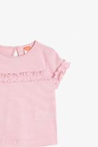 Koton Kız Bebek Pembe Fırfır Detaylı T-Shirt - 5