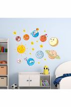 Çizgisel Reklam Güneş Sistemi Gezegenler Yıldız Sticker Çocuk Bebek Odası Dekorasyon Duvar Etiket - 4