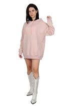 Betta Moda Kadın Pudra Oversize Kapüşonlu Sweatshirt - 1