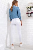 Trend Alaçatı Stili Kadın Beyaz Yüksek Bel Skinny Pantolon ALC-5467 - 4