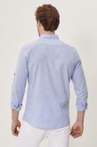 AC&Co / Altınyıldız Classics Erkek Açık Mavi Tailored Slim Fit Dar Kesim Düğmeli Yaka Keten Gömlek - 4