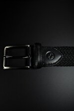 Soyo Unisex Siyah Örgülü Esnek Hakiki Deri Detaylı Premium Elastik Kemer - 2