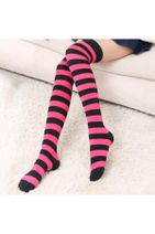Köstebek Kadın Siyah Üzeri Pembe Çizgili Dizüstü Çorap - 1
