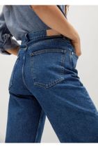 MANGO Woman Kadın Koyu Mavi Bol Kesim Yüksek Bel Jean Pantolon - 7