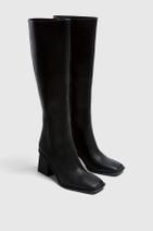 Pull & Bear Kadın Siyah Kare Burunlu Topuklu Çizme - 1