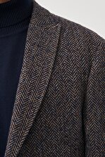 ALTINYILDIZ CLASSICS Erkek Lacivert-kahverengi Standart Fit Kırlangıç Yaka Desenli Casual Yünlü Palto - 3