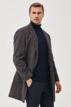 ALTINYILDIZ CLASSICS Erkek Lacivert-kahverengi Standart Fit Kırlangıç Yaka Desenli Casual Yünlü Palto - 4