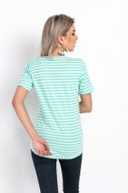 Zafoni Kadın Yeşil Çizgili Çift Renk T-shirt - 2