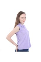 Kappa Kadın Lila Kolsuz Polo Yaka T-shirt - 1