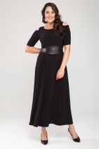 Laranor Kadın Siyah Omuz Detaylı Elbise - 3