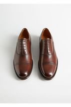MANGO Man Erkek Orta Kahverengi Dikişli Deri Oxford Ayakkabı 77000000 - 5