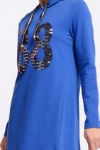 Nefise Kadın Saks Mavisi Pul Detaylı Sweatshirt - 1