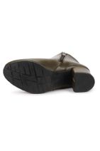 Ayakland Kadın Haki Şeffaf Rugan  Topuk Termo Taban Bot Ayakkabı 6 cm  520 - 6