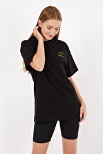 Por Favor Siyah Oversize Kadın Tişört, Siyah Tişört, Kadın Tişört - 4