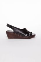 Deripabuc Hakiki Deri Siyah Kadın Dolgu Topuklu Deri Sandalet Dp05-0242 - 2