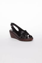 Deripabuc Hakiki Deri Siyah Kadın Dolgu Topuklu Deri Sandalet Dp05-0242 - 3