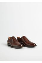 MANGO Man Erkek Orta Kahverengi Dikişli Deri Oxford Ayakkabı 77000000 - 2