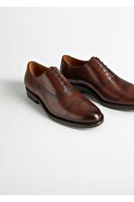 MANGO Man Erkek Orta Kahverengi Dikişli Deri Oxford Ayakkabı 77000000 - 6
