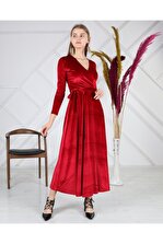 Apple Cix Kadın Ithal Uzun Kadife Elbise - 2