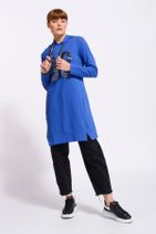 Nefise Kadın Saks Mavisi Pul Detaylı Sweatshirt - 3