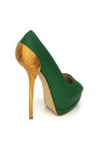 Karnaval Ayakkabı Platform Topuk Yeşil Hakiki Deri Bayan Ayakkabı - 3