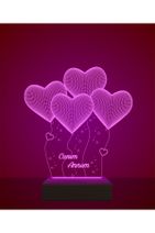 Evrenin Lambası Canım Annem Yazılı 4 Kalpli Dekoratif Hediye Pleksiglas 3d Gece Lambası - 3