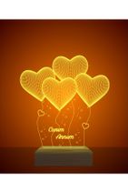 Evrenin Lambası Canım Annem Yazılı 4 Kalpli Dekoratif Hediye Pleksiglas 3d Gece Lambası - 4