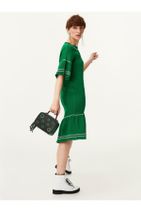 Twist Kadın Yeşil Geniş Yaka Volanlı Elbise - 2